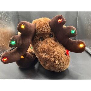 DanDee Light Up Reindeer Moose Plush Moves Head Christmas Holiday 22" Long‎